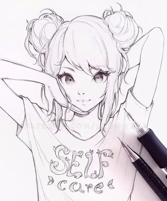 动漫人物简笔画少女，一笔绘出自信与成就的魅力
